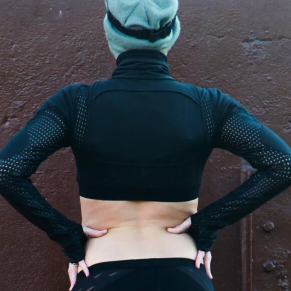 Buddhaful Designs Freq G Crop Hooded Jacket Mesh Black Cyber Goth - Picture 4 of 6